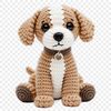 Close-up illustration of a small adorable dog in colorful crochet style.