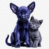 A transparent PNG image of a puppy kitten sitting together, suitable for sublimation printing or commercial use.