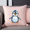 Baby Bird Standing on Clear Background A small, fluffy baby penguin with black and white feathers stands on a clear background.