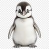 Cuddly Penguin Chick Silhouette A small penguin chick with fluffy feathers, standing on one foot, looking cute and alert.