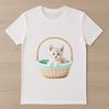 A high-resolution kitten sitting in a woven basket on a transparent background.