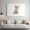 Cute Feline Friend for Print A small gray and white cat with big eyes is sitting on a white background, suitable for high-resolution printing.