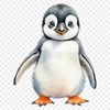 Fluffy Feathers and Big Beak A small, adorable penguin chick with fluffy feathers and a big beak, set against a clear background.