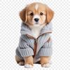A high-resolution transparent image of a cute dog in a clear background.