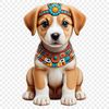 A cute puppy in front of a clear background, suitable for sublimation and high-resolution printing.