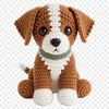 Cute Crochet Puppy in Transparent PNG Format A small, adorable dog made from crochet patterns in transparent PNG format.