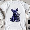 A digital illustration of a cute puppy and kitten standing together.