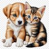 Free High-Resolution PNG Pet Image A cute puppy kitten standing together, with clear background for high-resolution printing.