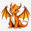 A mythical creature with wings and a long tail, depicted in a transparent PNG format.