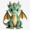 A high-resolution, transparent image of a mythical creature with scales and wings.