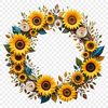 High Res Flower Arrangement A large floral wreath featuring sunflowers in high resolution.