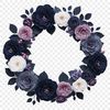 High Resolution Wreath Design A floral wreath made up of various flowers arranged in a circular shape against a transparent background.