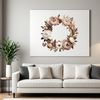 A floral wreath made up of various flowers and greenery, designed for sublimation printing with a clear background.