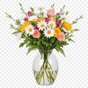 A colorful bouquet of flowers with a transparent background.