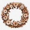 A high-resolution floral wreath with a clear background, suitable for sublimation or print.
