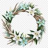 Beautiful High-Resolution Flower Wreath A high-resolution floral wreath designed with a transparent background for easy customization in various digital projects.