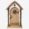 Clear Background Fairy Door Design A whimsical fairy door with a clear background, designed for high-resolution printing or digital use.