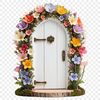 A small, intricately designed fairy door with a clear background, perfect for sublimation printing.