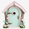 Delicate Transparent Entrance A small, transparent door with intricate details, set against a clear background.