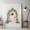 A transparent fairy door in high resolution with a clear background, suitable for sublimation printing or DIY projects.