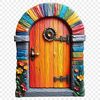 Free Fairy Door Template A whimsical fairy door with intricate details in transparent PNG format.