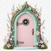 Fairy door with a clear background, perfect for sublimation printing or digital design.