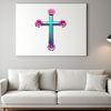Elegant White Crucifix PNG A simple white cross with floral elements integrated into its design.