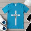 A high-resolution, transparent image of a Christian cross in a floral design.