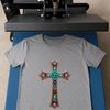 A simple transparent cross icon with a clear background, ideal for sublimation and print use.