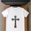 A simple transparent png cross with intricate details.