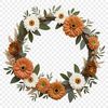 A floral wreath made up of various flowers and foliage, suitable for commercial or personal use.