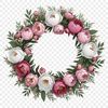 Free PNG Wreath Template for Commercial Use A clear background floral wreath design suitable for commercial or personal use as a free download in PNG format.