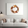 Layered Floral Wreath PNG A colorful floral wreath with layered flowers and foliage on a transparent background.