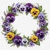 Customizable Flower Wreath Template A floral wreath made with various flowers and greenery, set against a transparent background.