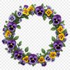 Intertwined Floral Wreath Floral arrangement in the shape of a circular wreath with intertwined flowers and foliage.