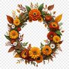 Fresh Flower Garland A high-resolution floral wreath made up of individual flowers and foliage, suitable for sublimation printing or DIY crafts.