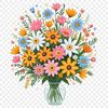 A colorful arrangement of fresh flowers in a bouquet, perfect for printing or digital use.