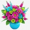 A bouquet of colorful flowers arranged in a decorative pattern, suitable for commercial and personal use.