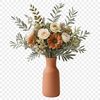 A colorful bouquet of flowers arranged in a vase on a white background.