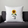 Vibrant Sunflower in a Simple Planter A bright yellow sunflower standing tall in a ceramic flower pot on a clear background.