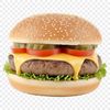 A high-resolution PNG image of a classic cheeseburger on a transparent background.