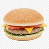 A close-up of a classic cheeseburger with melted cheese and condiments on a bun.