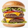 A high-resolution transparent png image of a cheeseburger on a clear background, suitable for commercial and personal use.