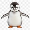 Adorable Penguin Portrait A baby penguin stands on a clear background, showcasing its fluffy feathers and curious expression.