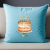 A high-resolution transparent PNG image of a colorful birthday cake with candles and decorations.