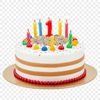 A clear background PNG file of a large, detailed birthday cake suitable for printing and commercial use.