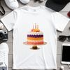 Happy Birthday Cake Graphics A colorful birthday cake with candles on top, suitable for creative projects and personal use.