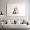 Colorful Cake Illustration PNG A transparent high-resolution PNG image of a colorful birthday cake on a clear background.