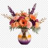 A high-resolution bouquet of flowers with transparent background.