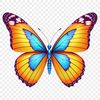 A colorful butterfly with delicate wings and a transparent background.